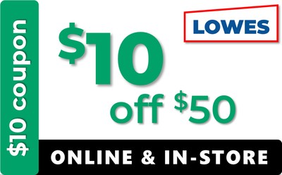 Lowes Coupon - $10 off $50